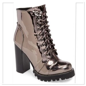 Jeffrey Campbell Legion Metallic Block Heel Ankle Boots Sz 6